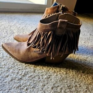 Fringe ankle bootie